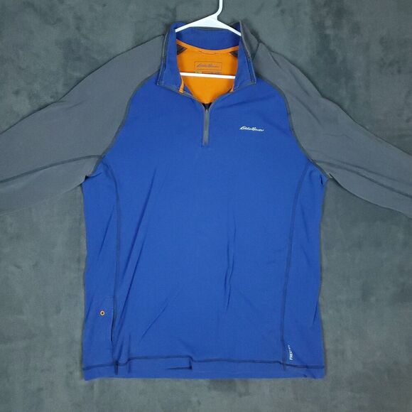 Eddie Bauer Travex Pullover Mens Large Tall Blue Gray 1/4 Zip FreeDry Athletic - Picture 8 of 16